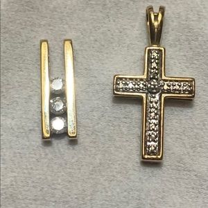 Two Pendents - 10K Gold 1/4 Diamond